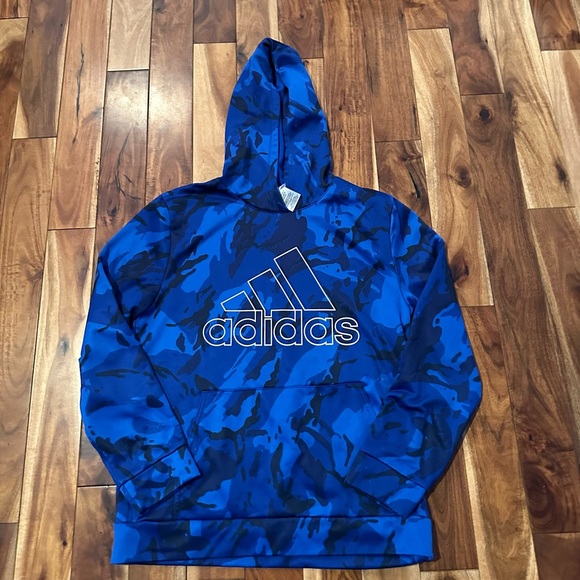 adidas Other - Adidas youth boy Xl blue and black sweatshirt with hood lightly used.